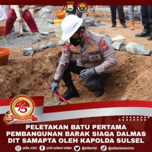 Kapolda Sulsel Letakkan Batu Pertama Pembangunan Flat Siaga Dalmas Dit Samapta