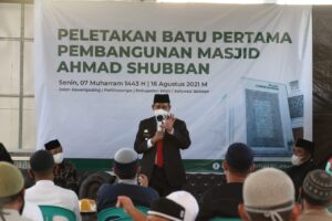Bupati Wajo Meletakkan Batu Pertama Pembangunan Masjid Ahmad Shubban di Kecamatan Tempe