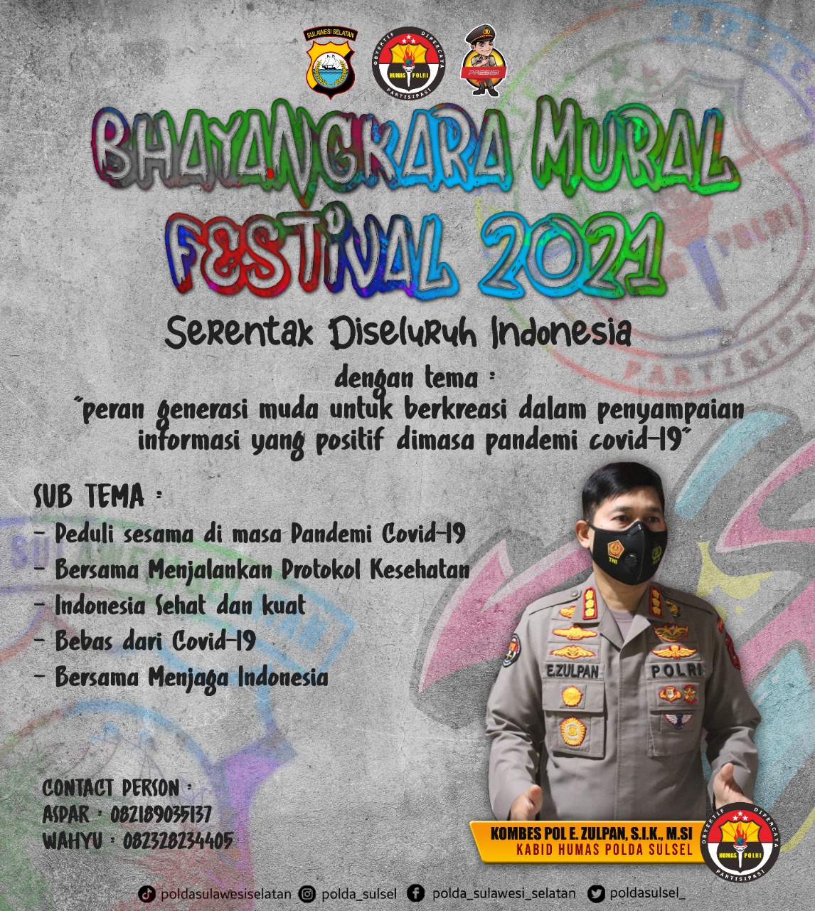 Lomba Bhayangkara Mural Festival 2021 Piala Kapolri Tingkat Polda Sulsel Berhadiah Jutaan Rupiah
