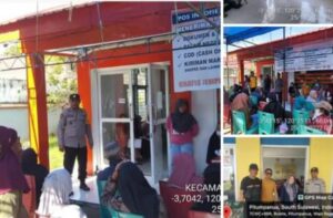 Polsek Urban Pitumpanua Polres Wajo Kawal Penyaluran Bansos di Dua Titik