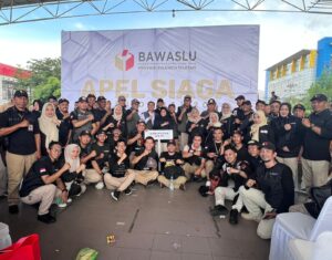 Bawaslu dan 14 Komisioner Wajo Menghadiri Apel Siaga Damai Pemilu Tahun 2024 di Karebosi Makassar
