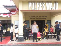 Personil Polres Wajo Tes Kesamaptaan Jasmani dan Beladiri