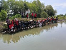 Kapolsek Pitumpanua Polres Wajo Gelar Giat Penanaman Pohon Mangrove dan Pembersihan Sampah di Pinggir Laut